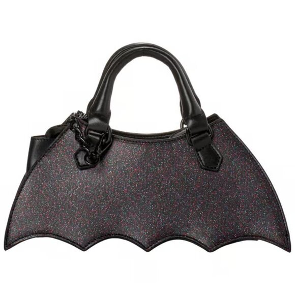 Betsey Johnson Black Glitter Bat Mini Shoulder Bag NWT - Picture 3 of 11